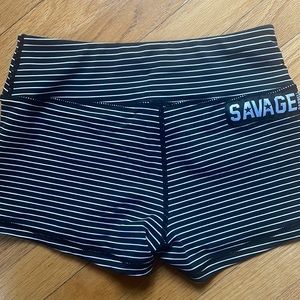 Savage Barbell black/white striped shorts size small